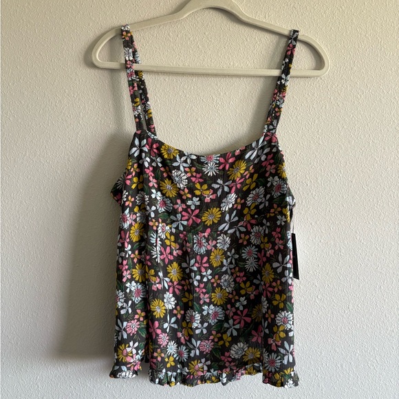 NWT Volcom Dazee Cami Tank Top Crinkle Gauze Women’s Large Floral Babydoll - Picture 2 of 7